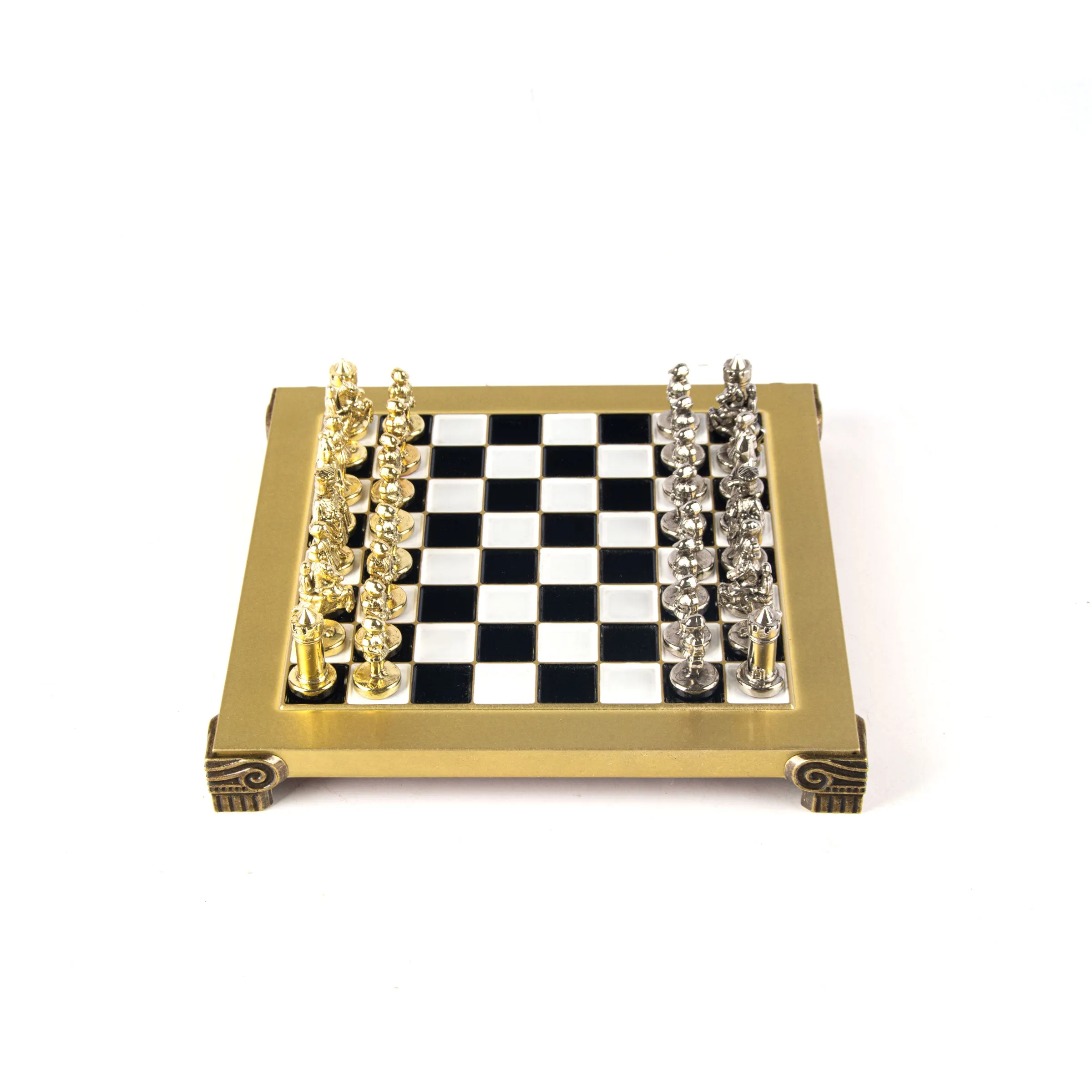 Handcrafted Byzantine Empire Chess Set, Gold & Silver (Extra Small)