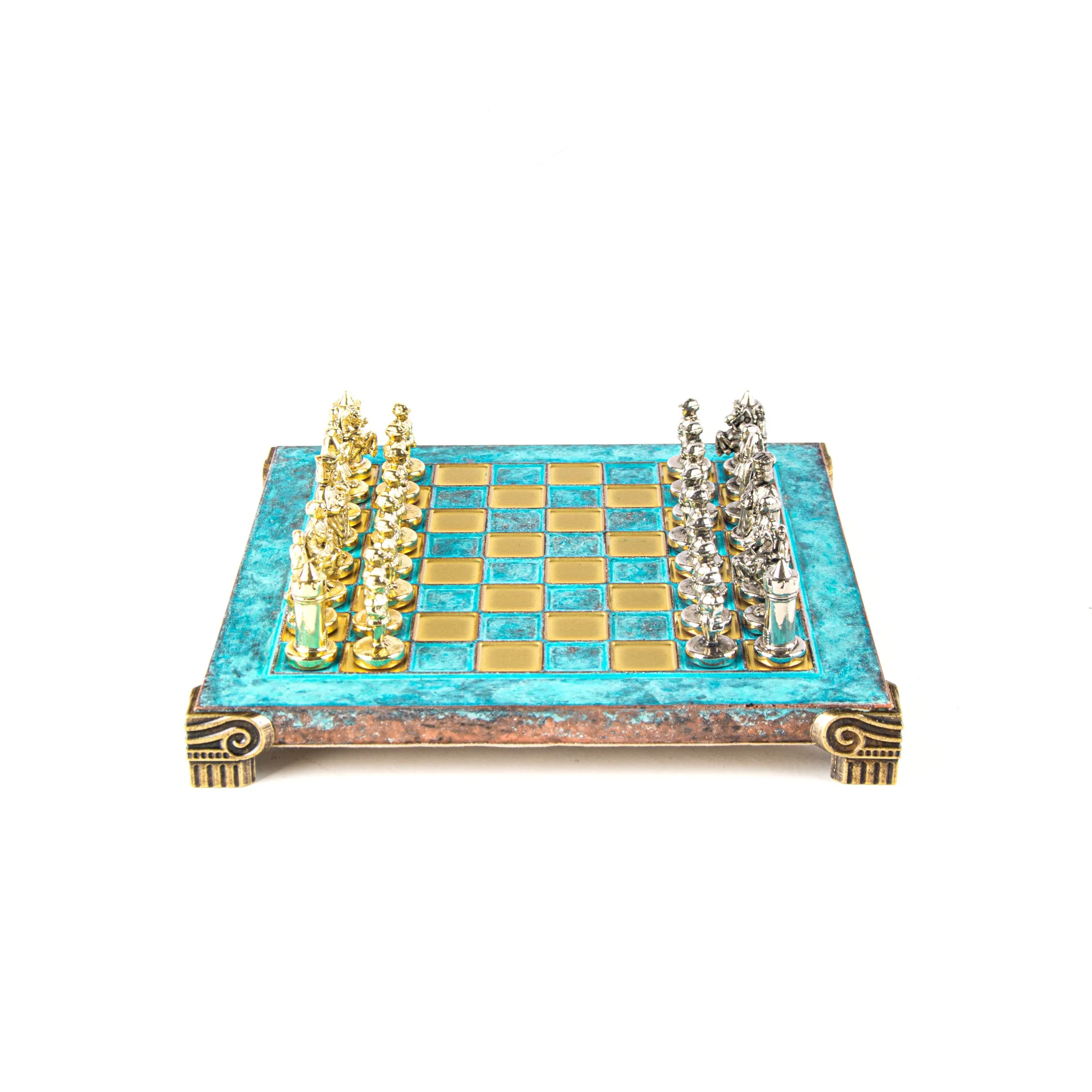 Handcrafted Byzantine Empire Chess Set, Gold & Silver (Extra Small)