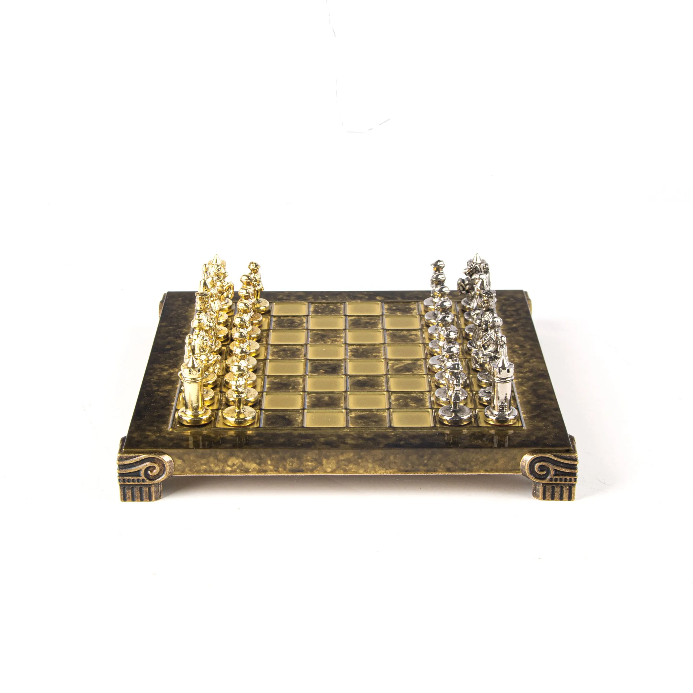 Handcrafted Byzantine Empire Chess Set, Gold & Silver (Extra Small)