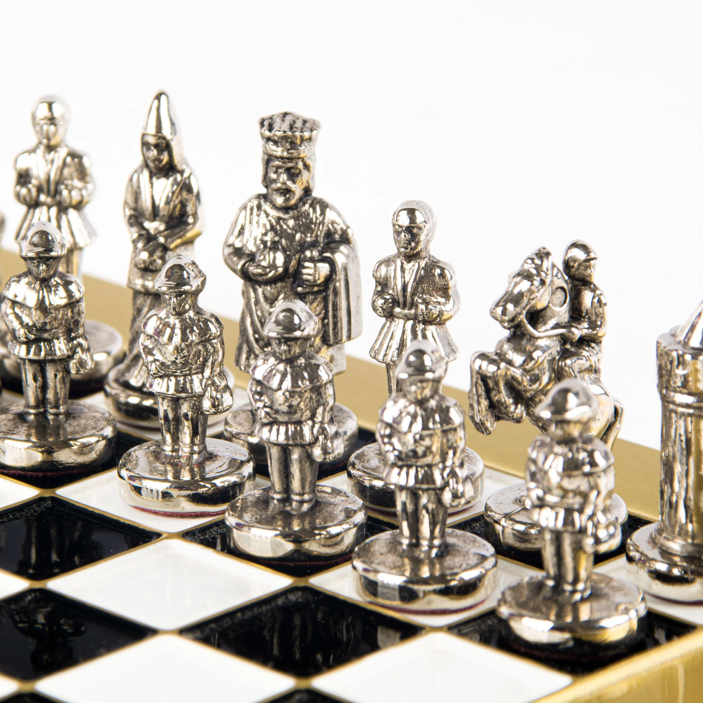 Handcrafted Byzantine Empire Chess Set, Gold & Silver (Extra Small)