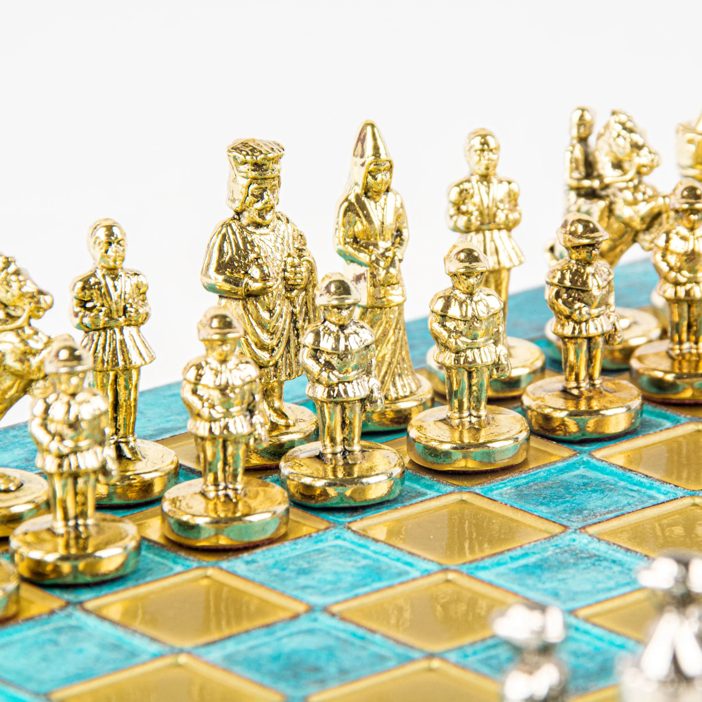 Handcrafted Byzantine Empire Chess Set, Gold & Silver (Extra Small)