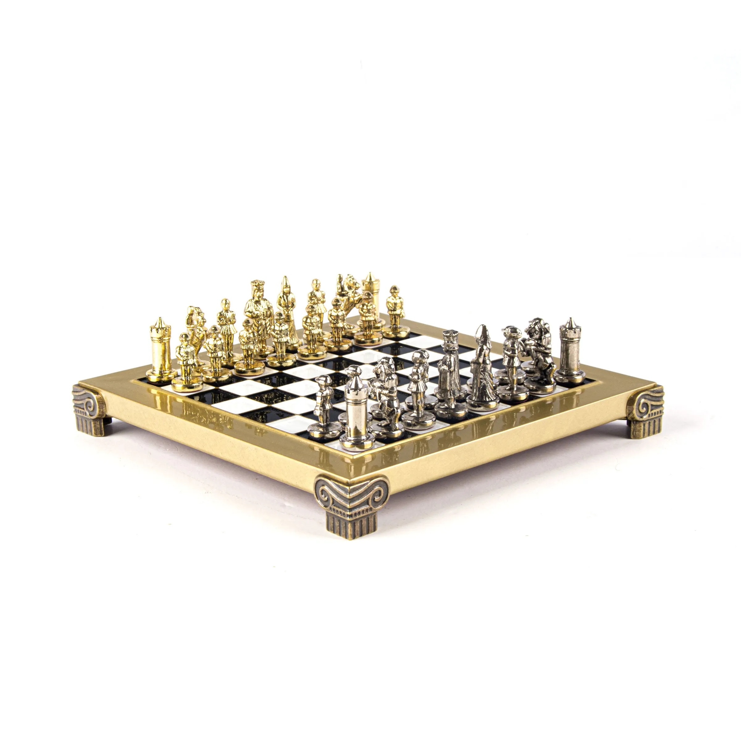 Handcrafted Byzantine Empire Chess Set, Gold & Silver (Extra Small)
