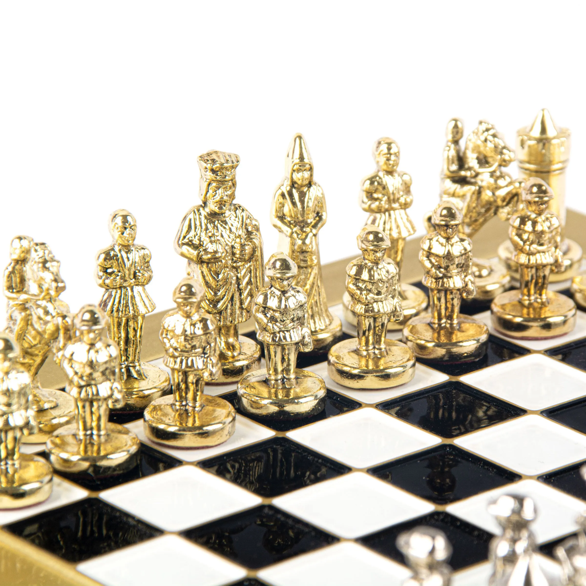 Handcrafted Byzantine Empire Chess Set, Gold & Silver (Extra Small)