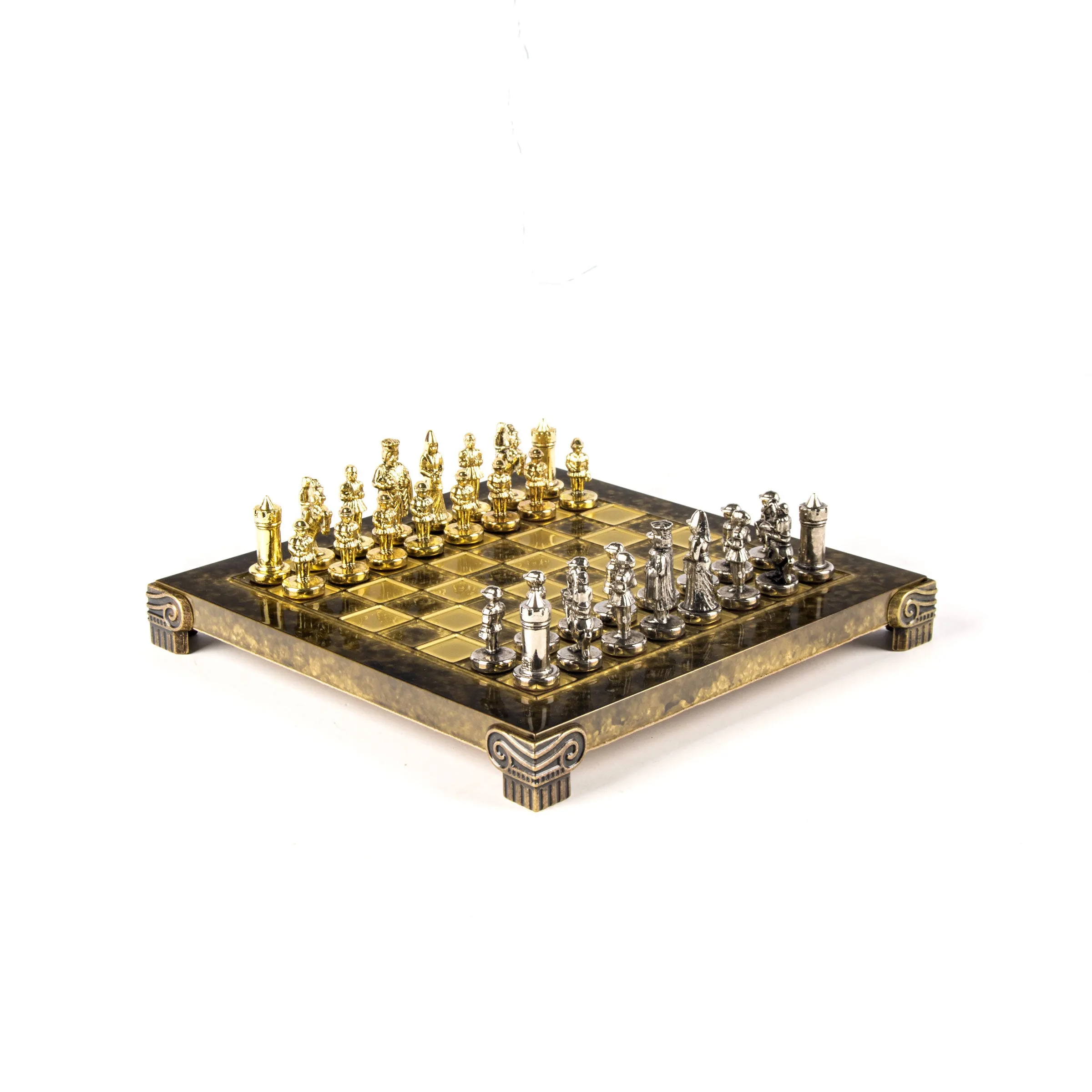 Handcrafted Byzantine Empire Chess Set, Gold & Silver (Extra Small)