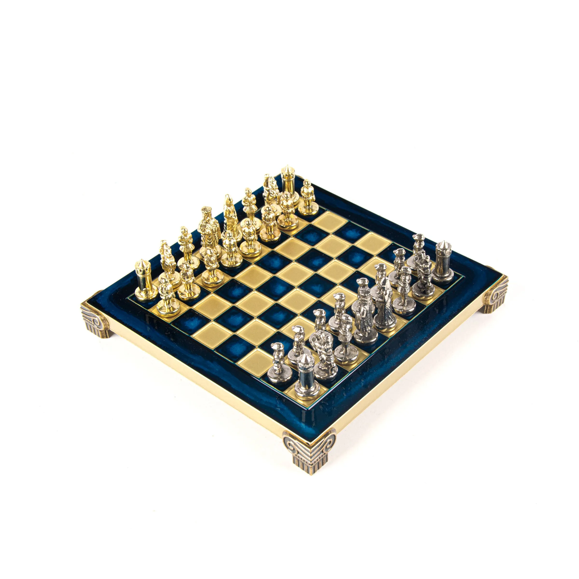 Handcrafted Byzantine Empire Chess Set, Gold & Silver (Extra Small)