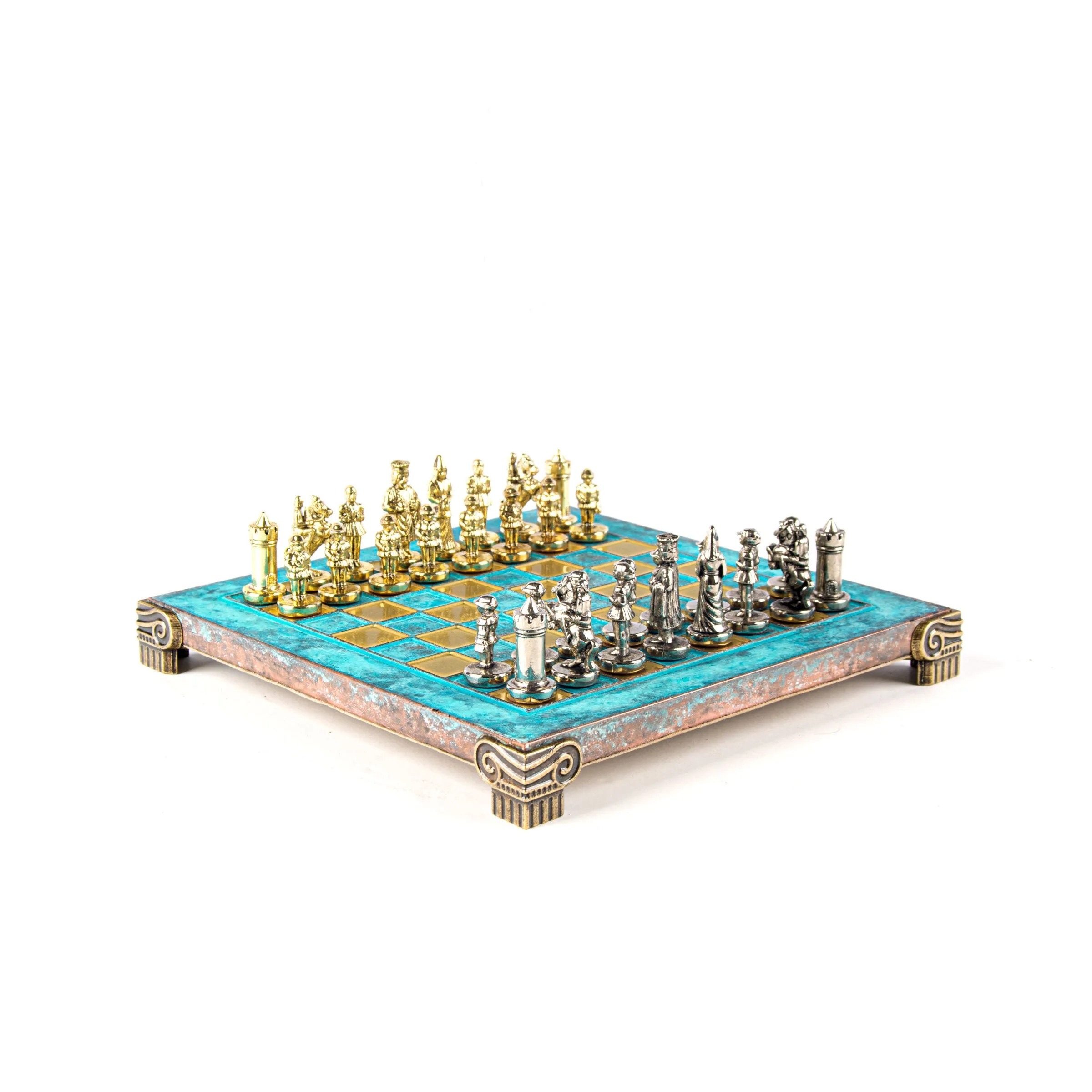 Handcrafted Byzantine Empire Chess Set, Gold & Silver (Extra Small)