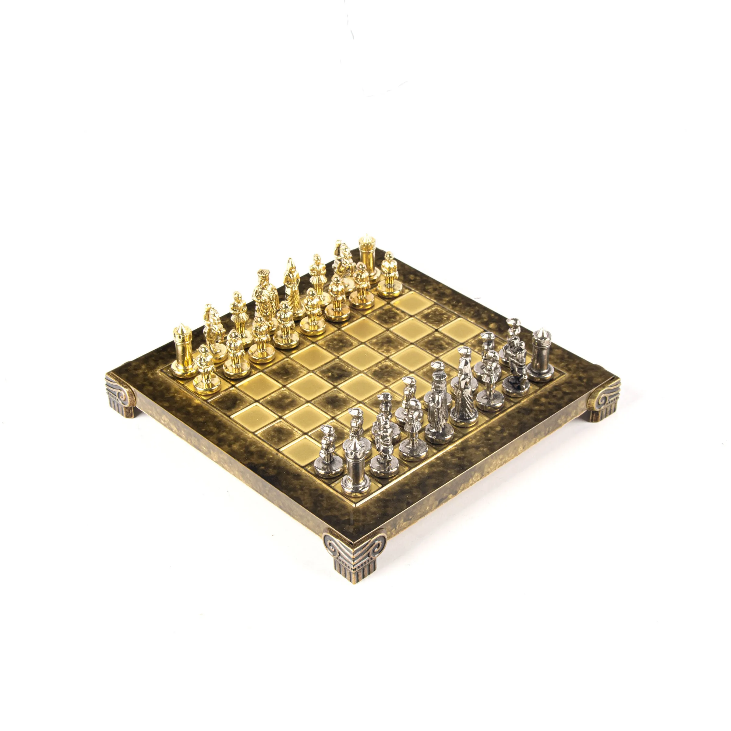 Handcrafted Byzantine Empire Chess Set, Gold & Silver (Extra Small)