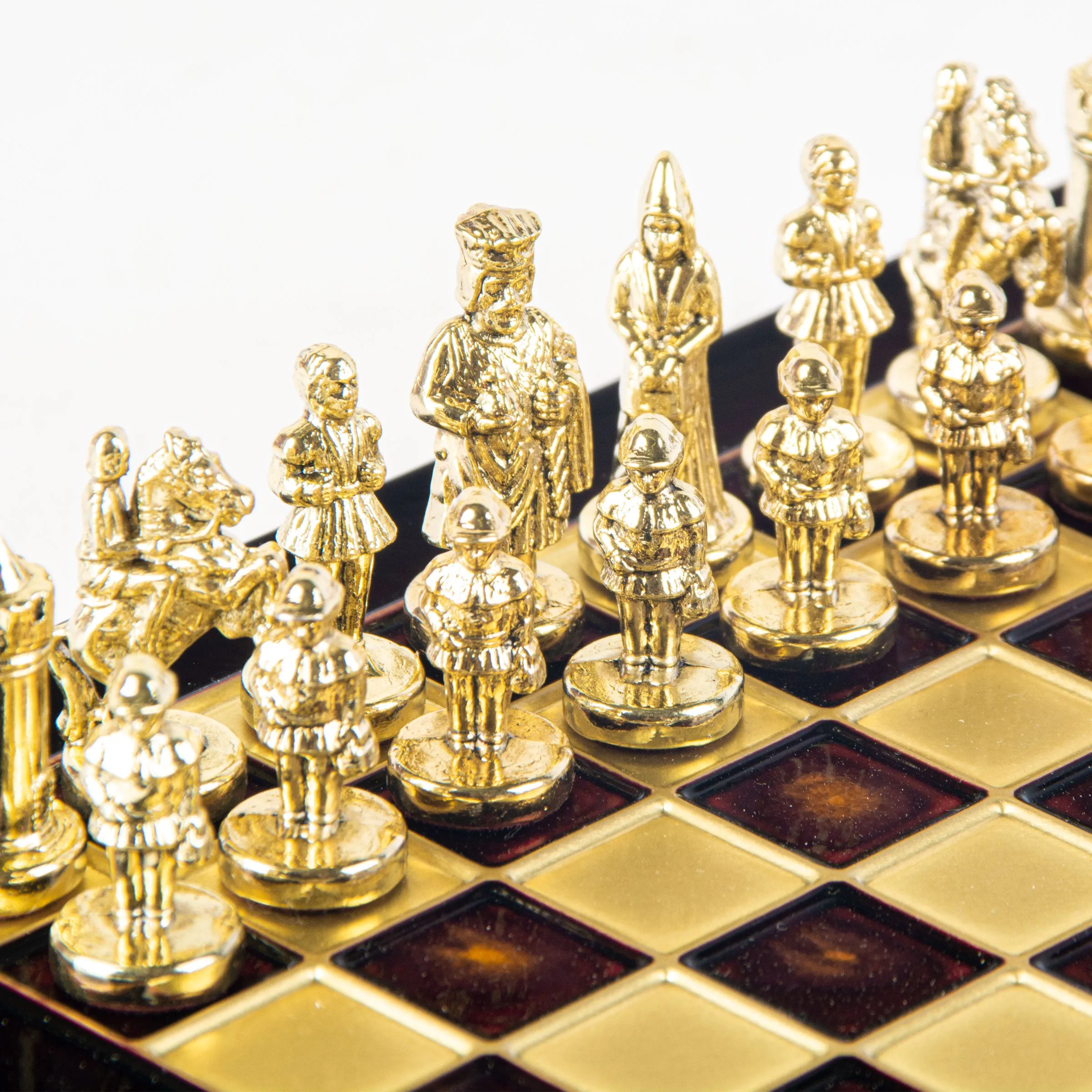 Handcrafted Byzantine Empire Chess Set, Gold & Silver (Extra Small)