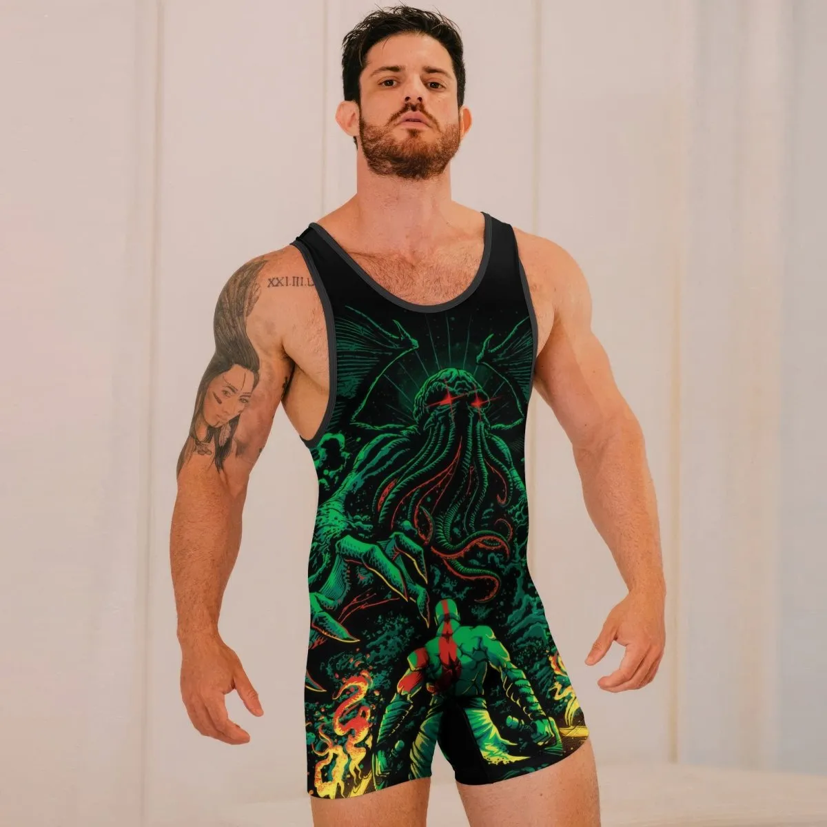 Kratos Versus Cthulhu Wrestling Singlets