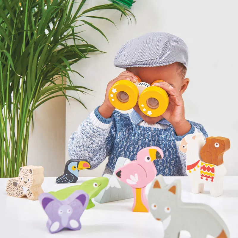 Lady Bird Wooden Binoculars - Yellow