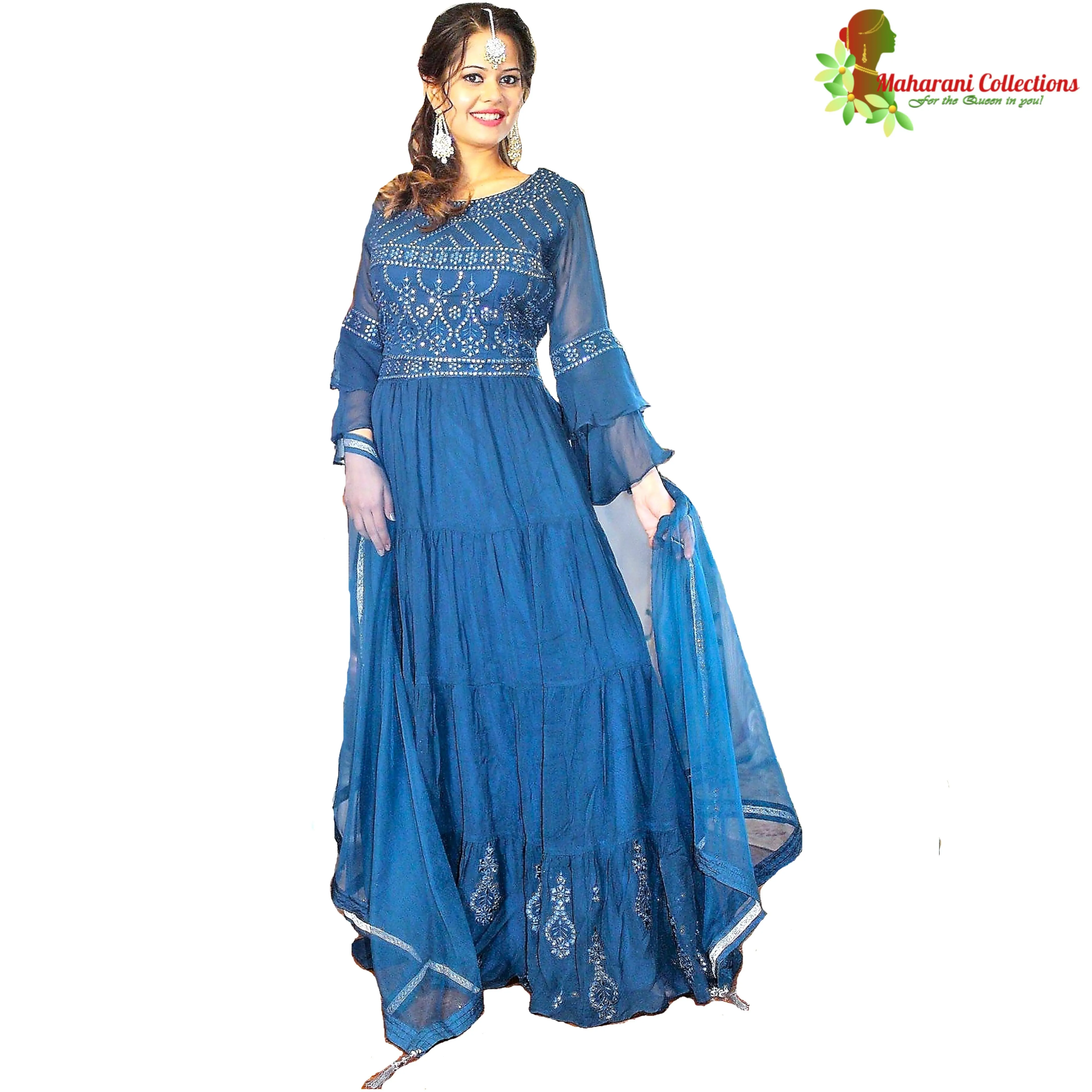Maharani's Designer Silk/Net Heavy Work Lehenga Choli - Navy Blue