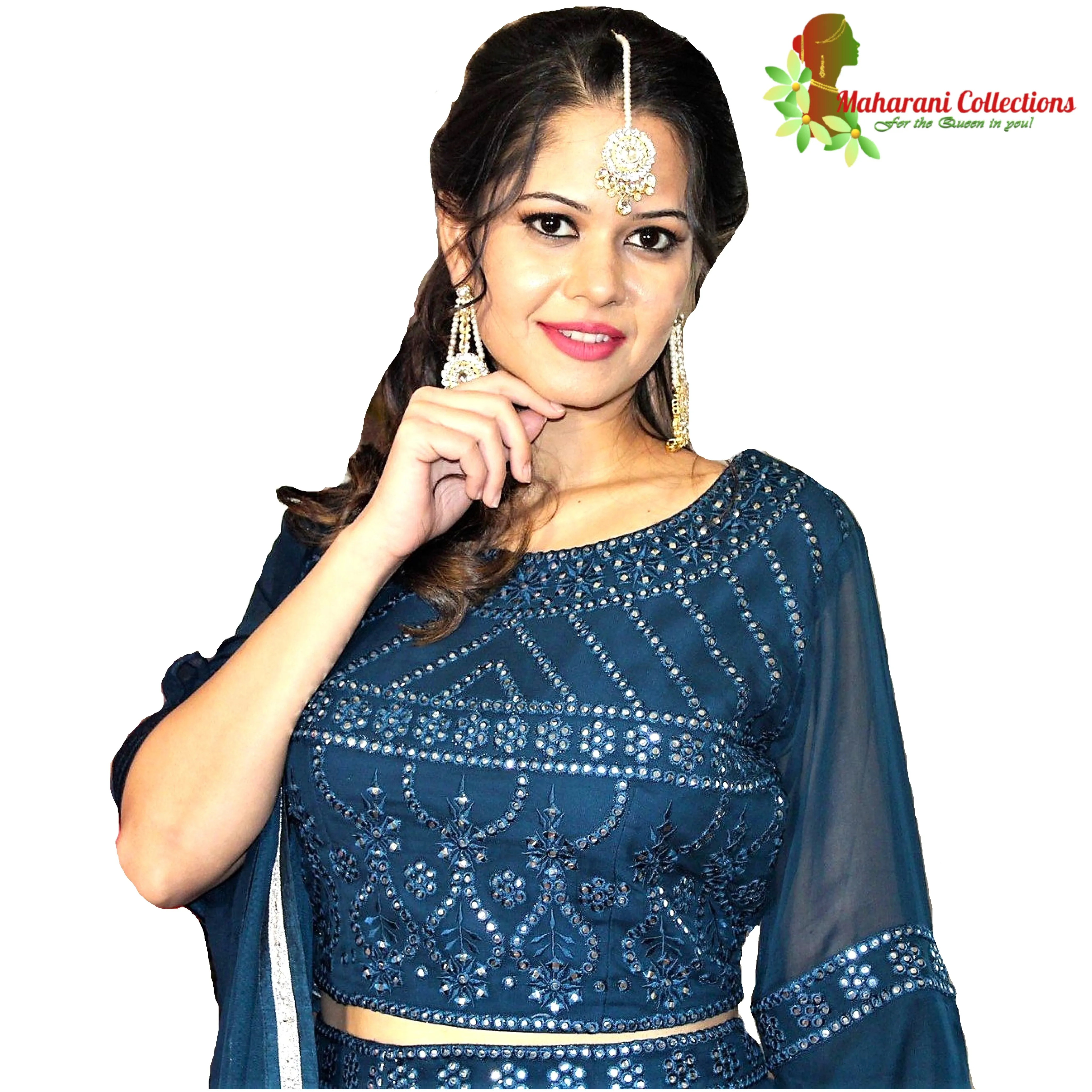 Maharani's Designer Silk/Net Heavy Work Lehenga Choli - Navy Blue
