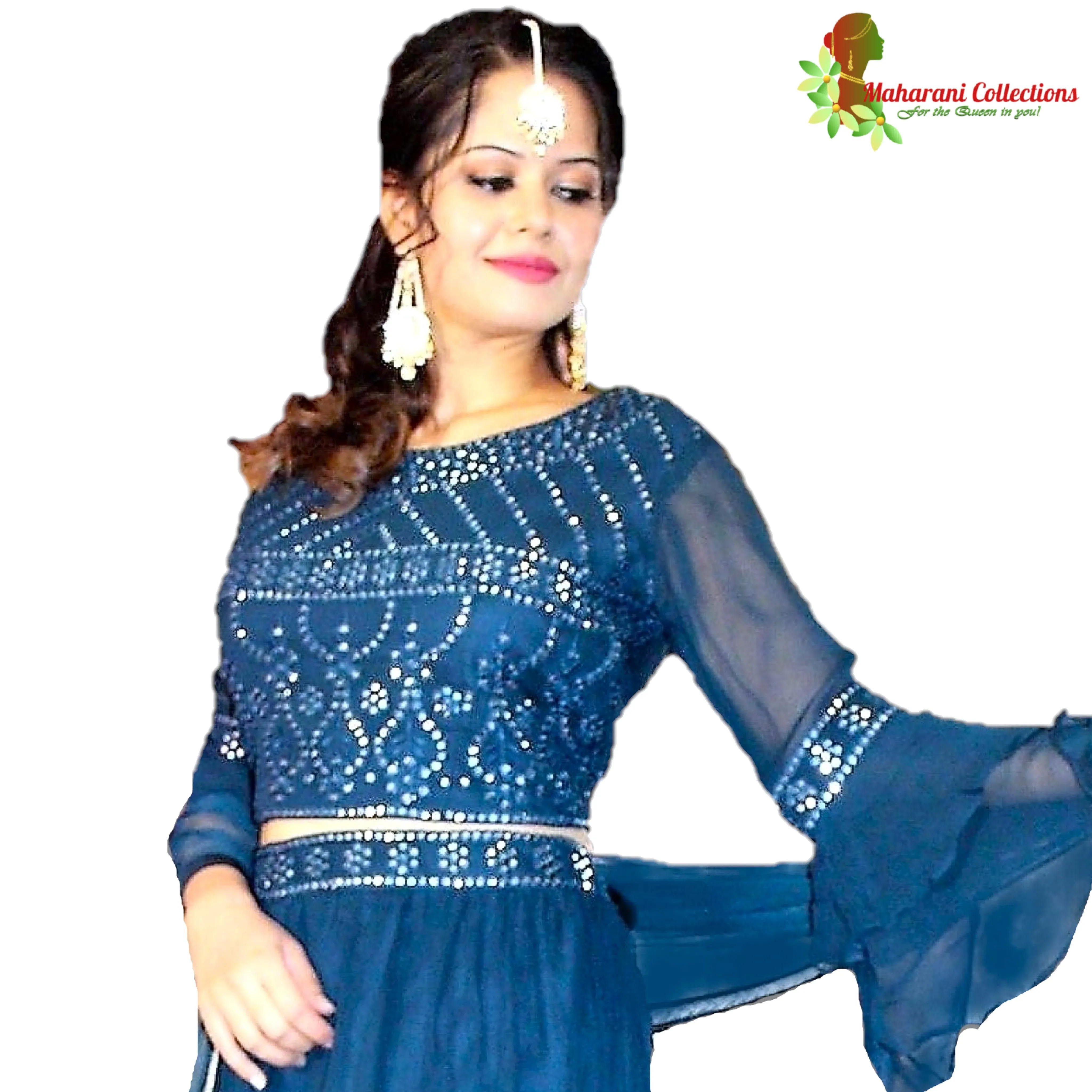 Maharani's Designer Silk/Net Heavy Work Lehenga Choli - Navy Blue