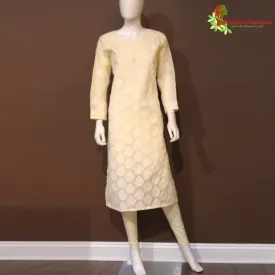 Maharani's Lucknowi Chikankari Pant Suit - Cream (M) - Pure Cotton