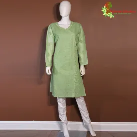 Maharani's Lucknowi Chikankari Pant Suit - Green (XL) - Chanderi Silk