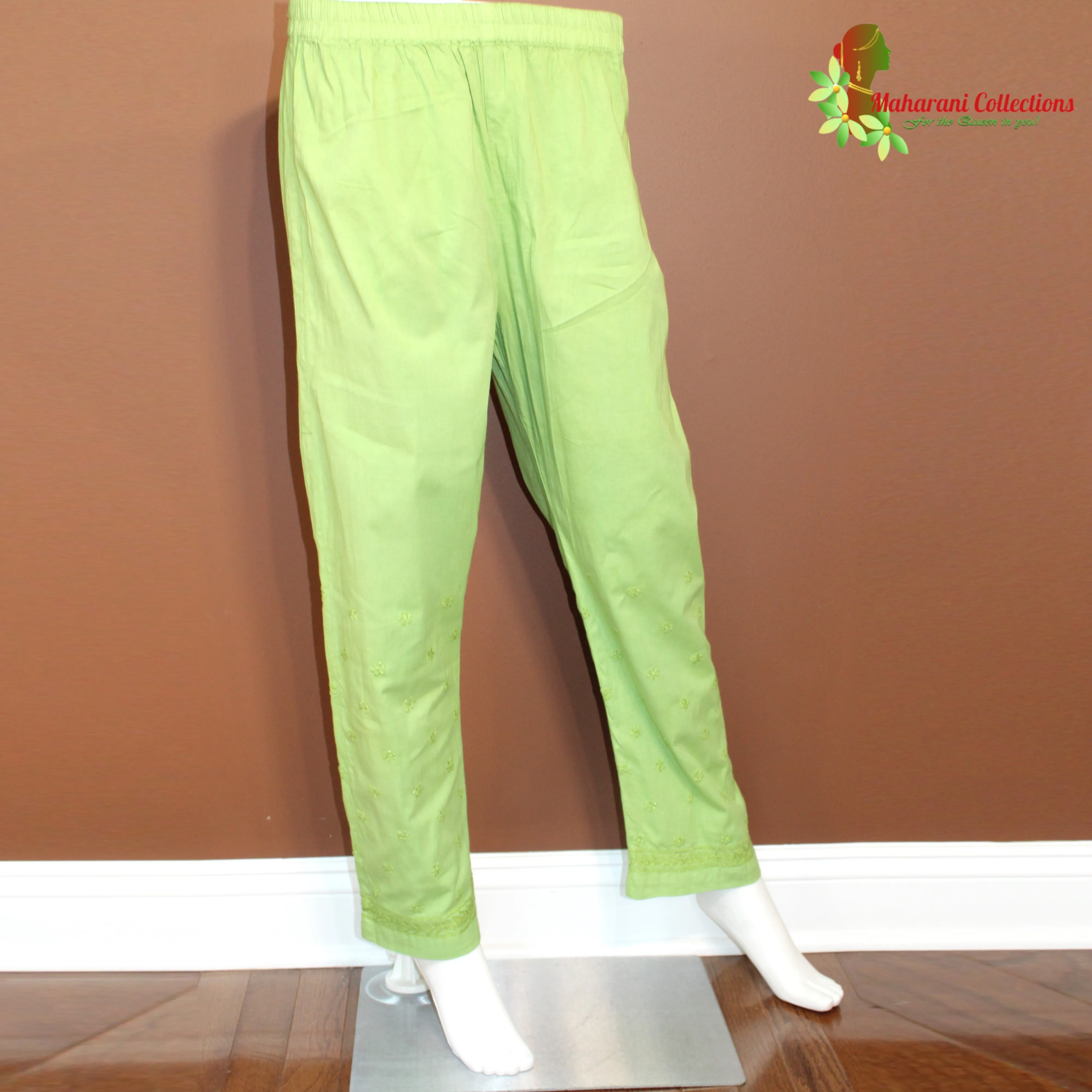Maharani's Lucknowi Chikankari Pant Suit - Green (XL) - Pure Cotton