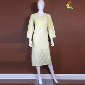 Maharani's Lucknowi Chikankari Pant Suit - Lemon Yellow (L) - Cotton