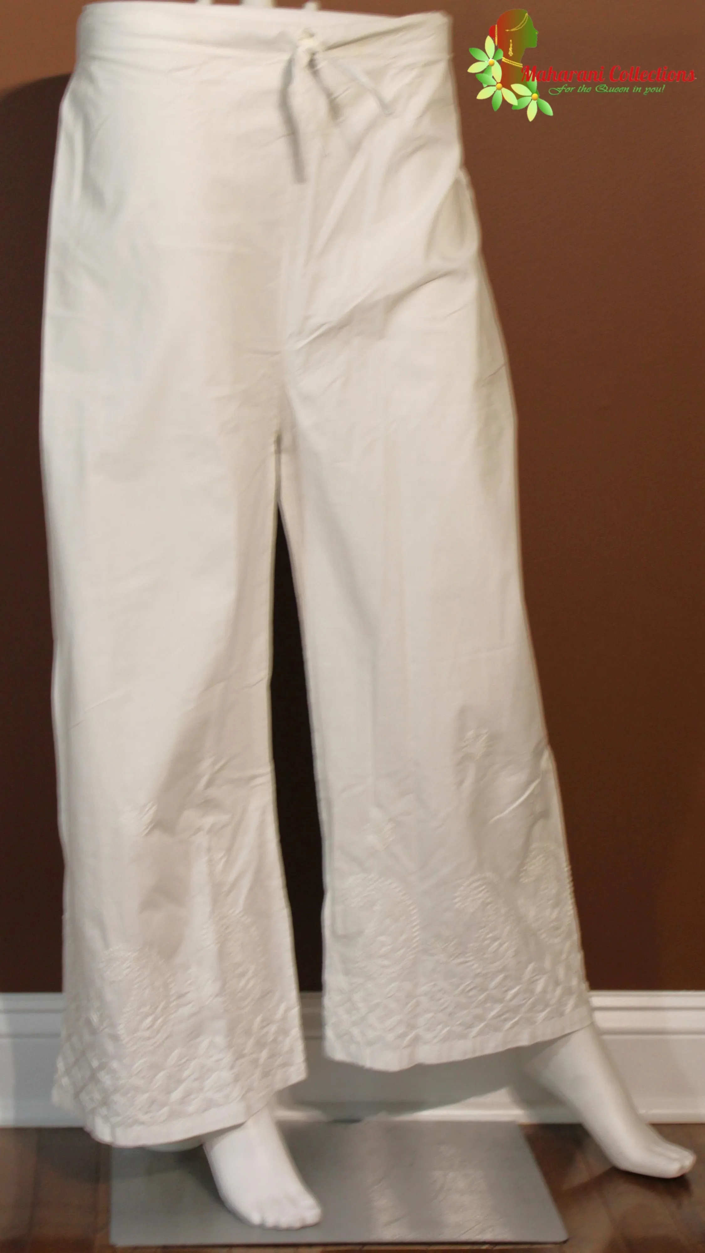 Maharani's Lucknowi Chikankari Pant Suit - Lemon Yellow (XL) - Pure Cotton