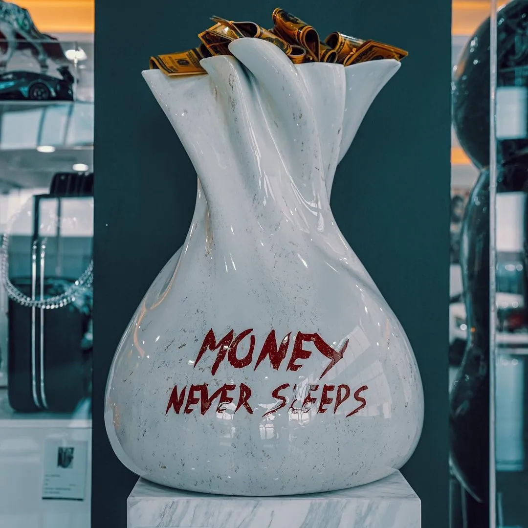 Money never sleeps money bag