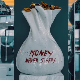 Money never sleeps money bag