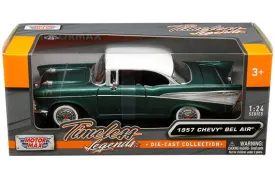 Motormax 1:24 1957 Chevrolet Bel Air (Green with white roof) – Timeless Legends