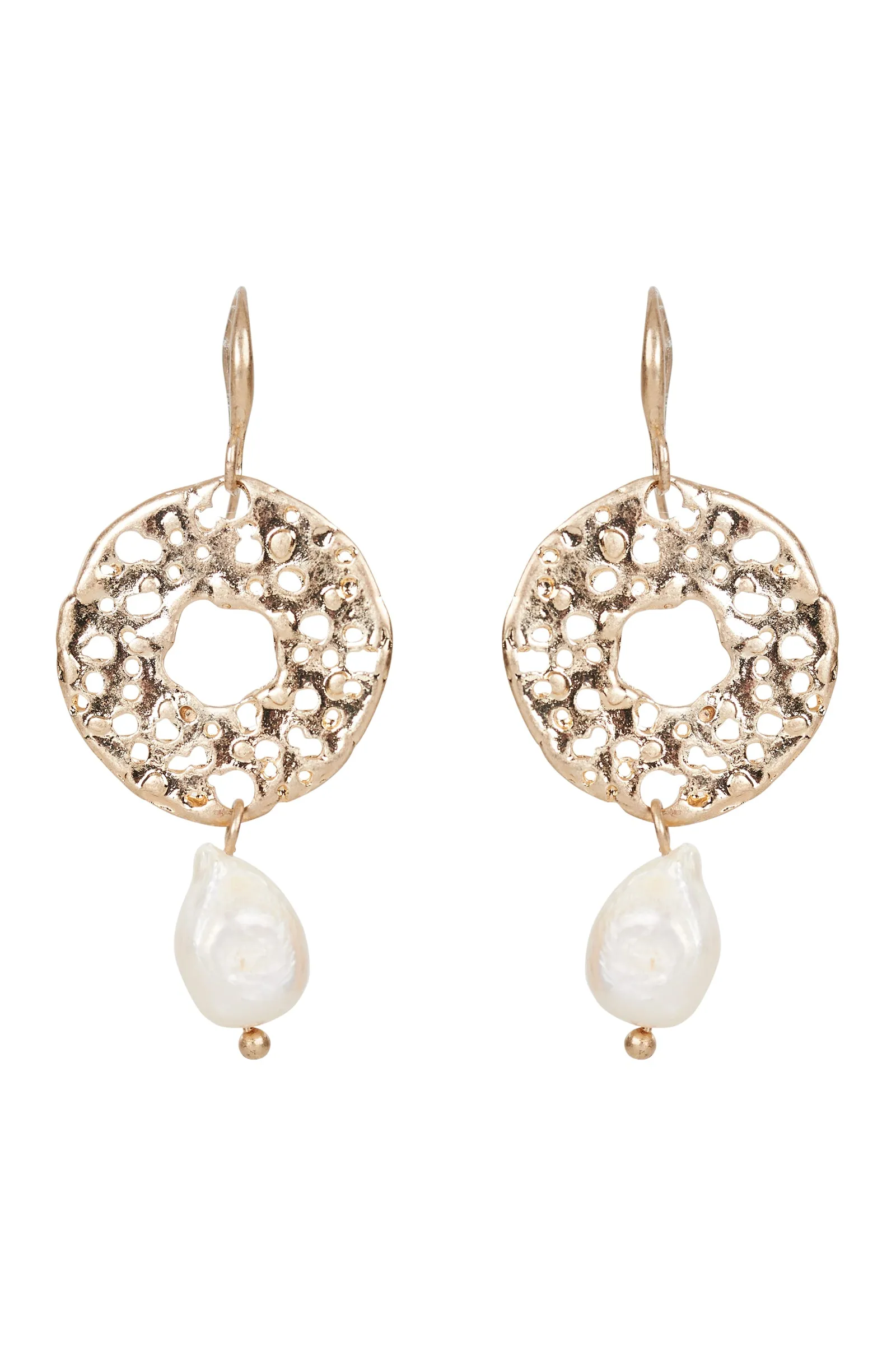 Nakako Pearl Earring - Gold Circle