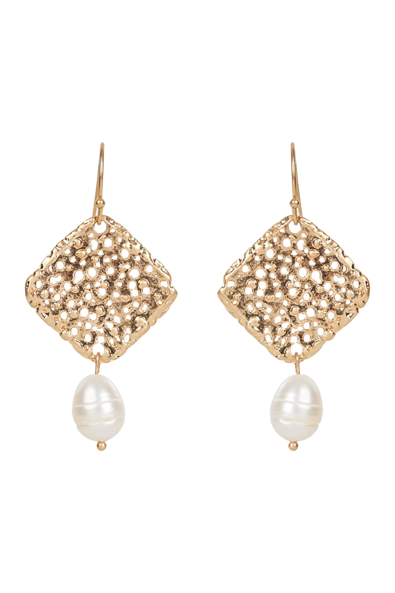 Nakako Pearl Earring - Gold Square