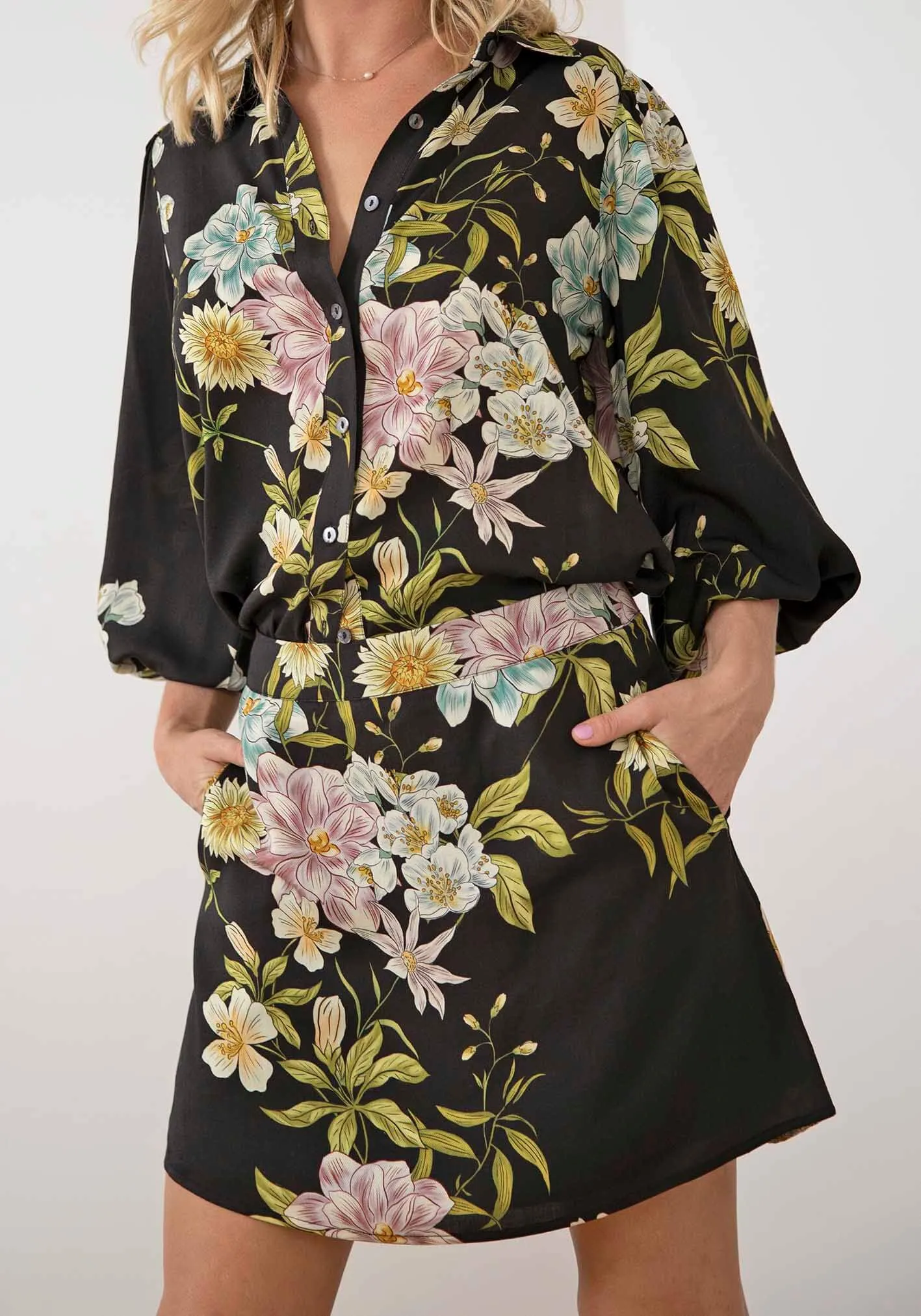 Night Garden Blouse & Mini Skirt Set