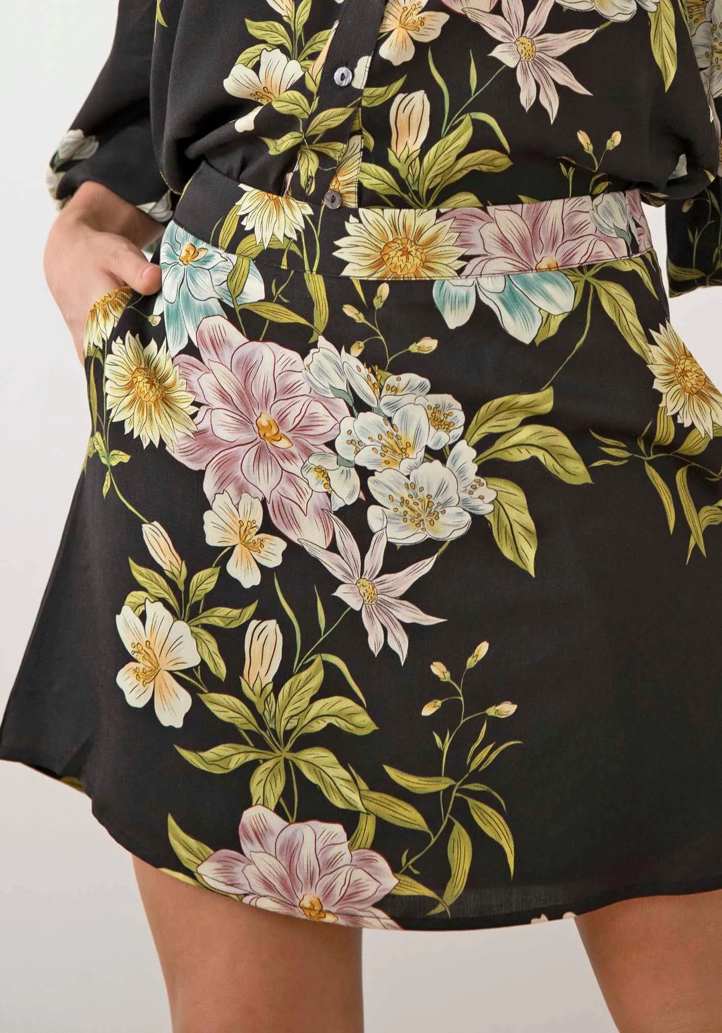 Night Garden Blouse & Mini Skirt Set