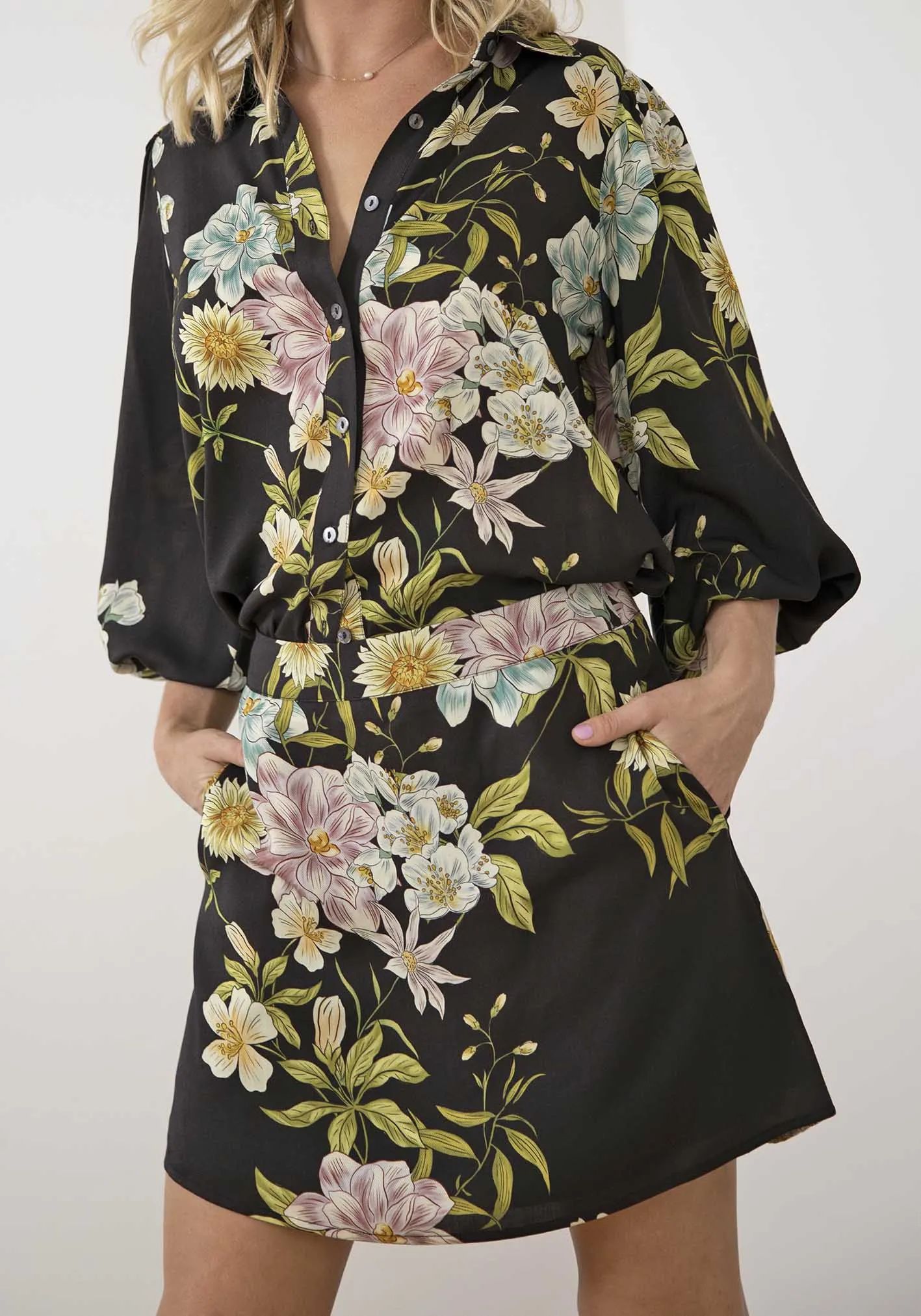 Night Garden Floral Mini Skirt
