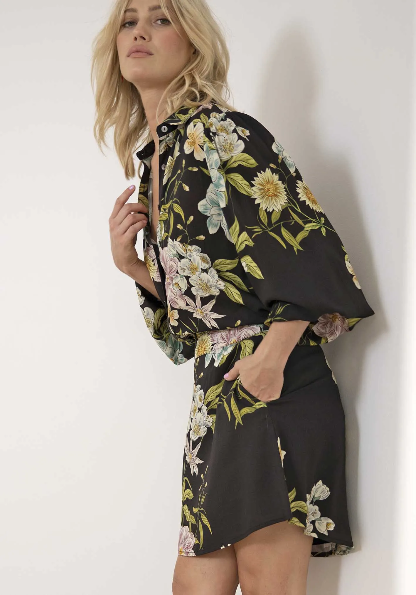 Night Garden Floral Mini Skirt