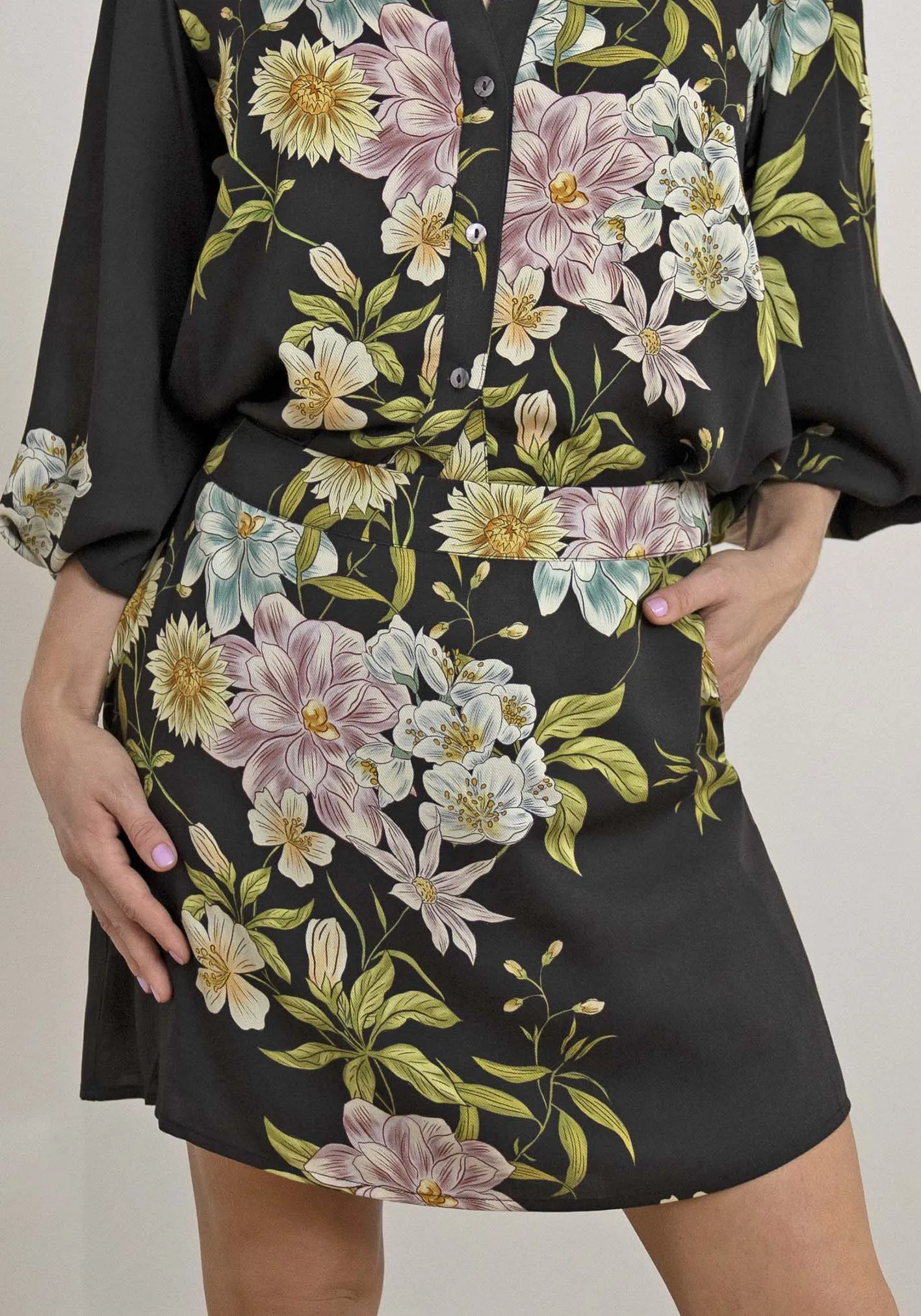 Night Garden Floral Mini Skirt