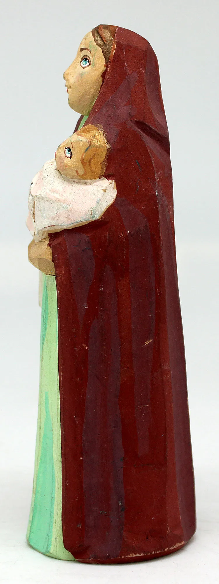 One-of-a-Kind Mary and Child WOODCARVED Handpainted Figurine 5.5" by G. DeBrekht