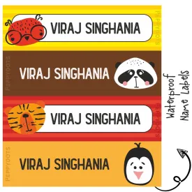 Personalised Water Proof Labels - Animal Faces