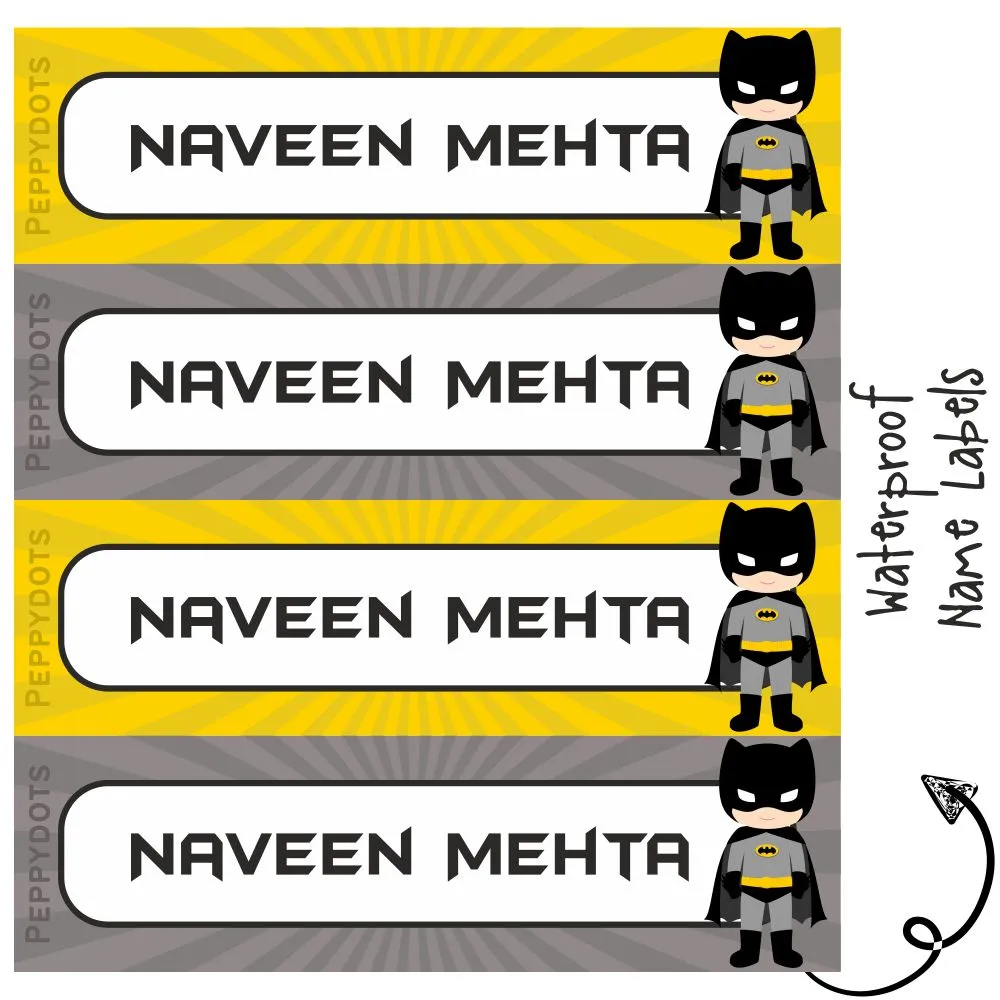 Personalised Water Proof Labels - Batman