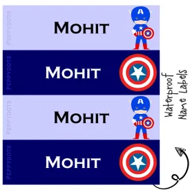 Personalised Water Proof Labels - Captain America