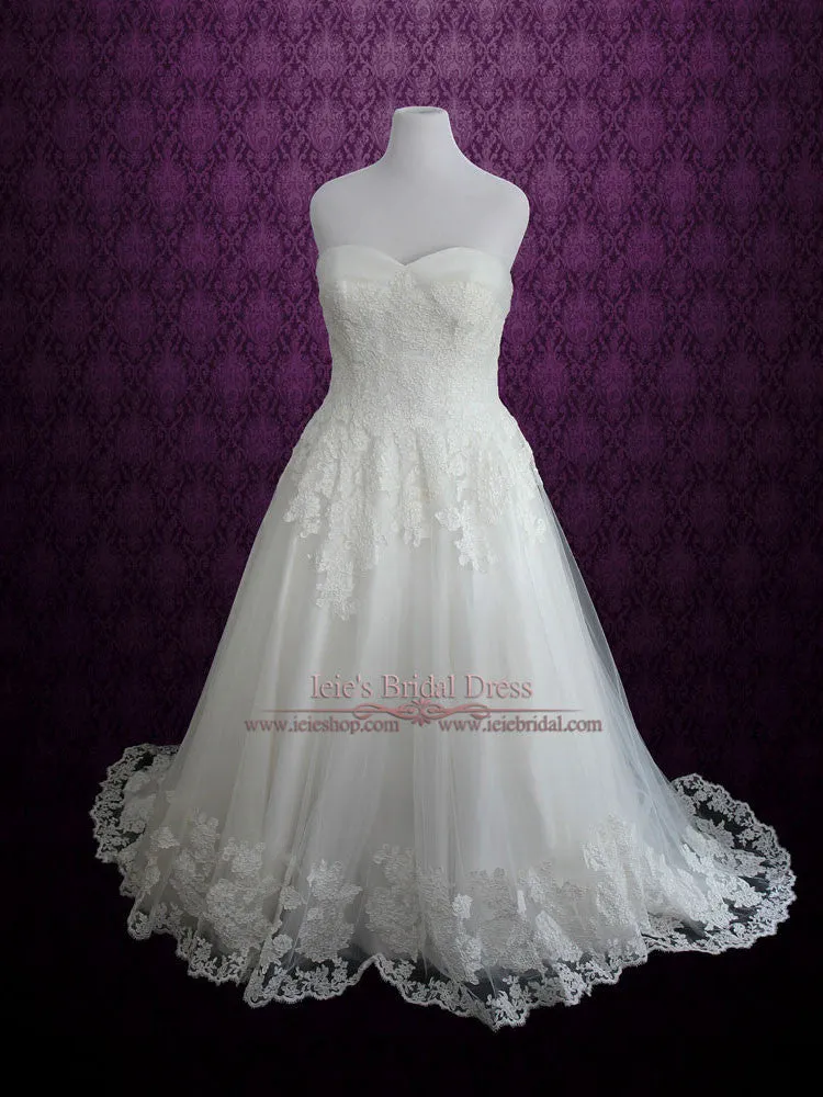 Plus Size Strapless Lace Princess A-line Wedding Dress | ASHIMA