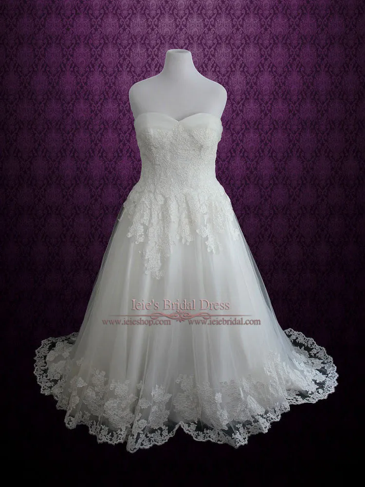 Plus Size Strapless Lace Princess A-line Wedding Dress | ASHIMA