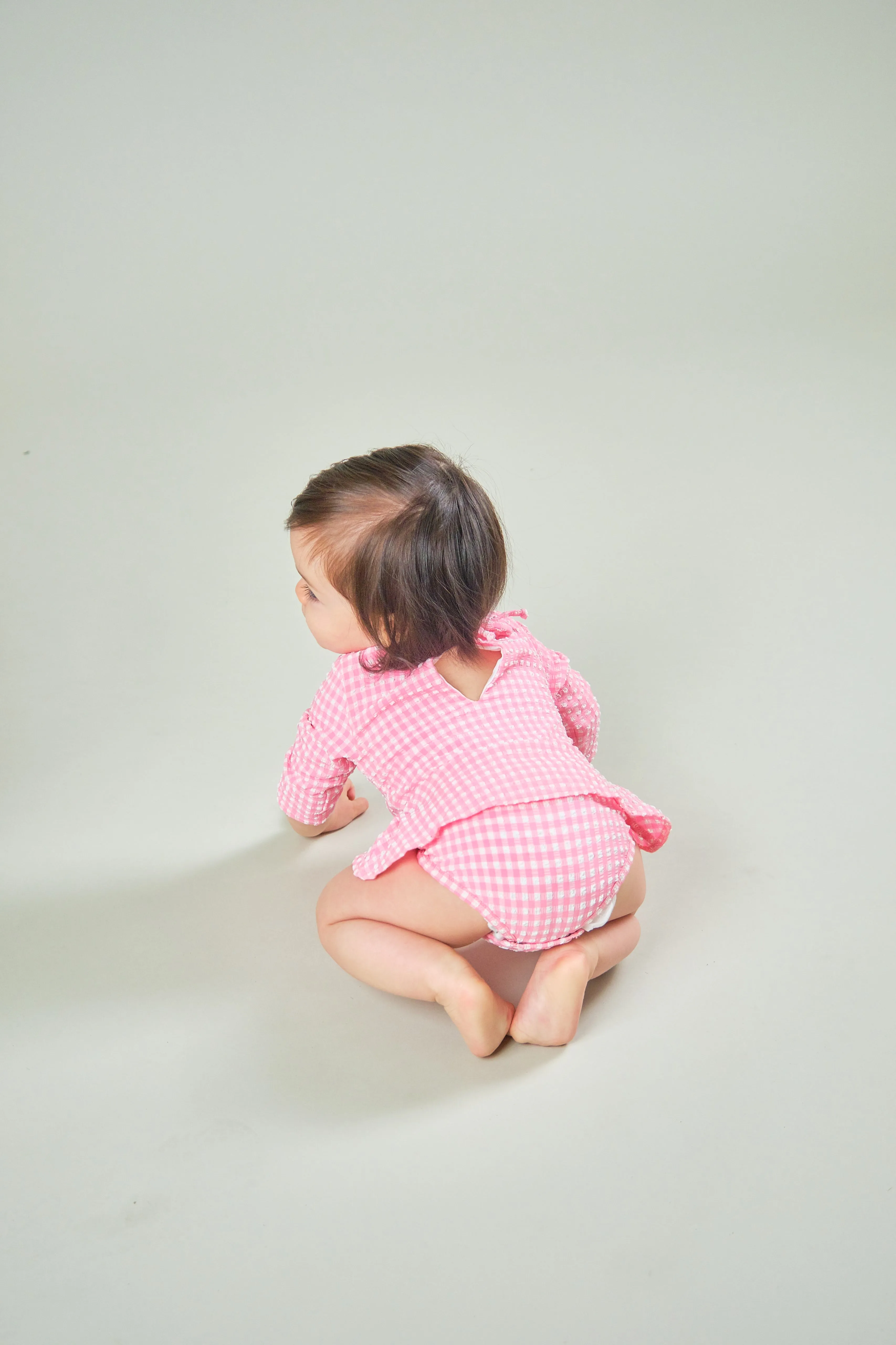 Polly Baby One Piece Pink Tourmaline Gingham