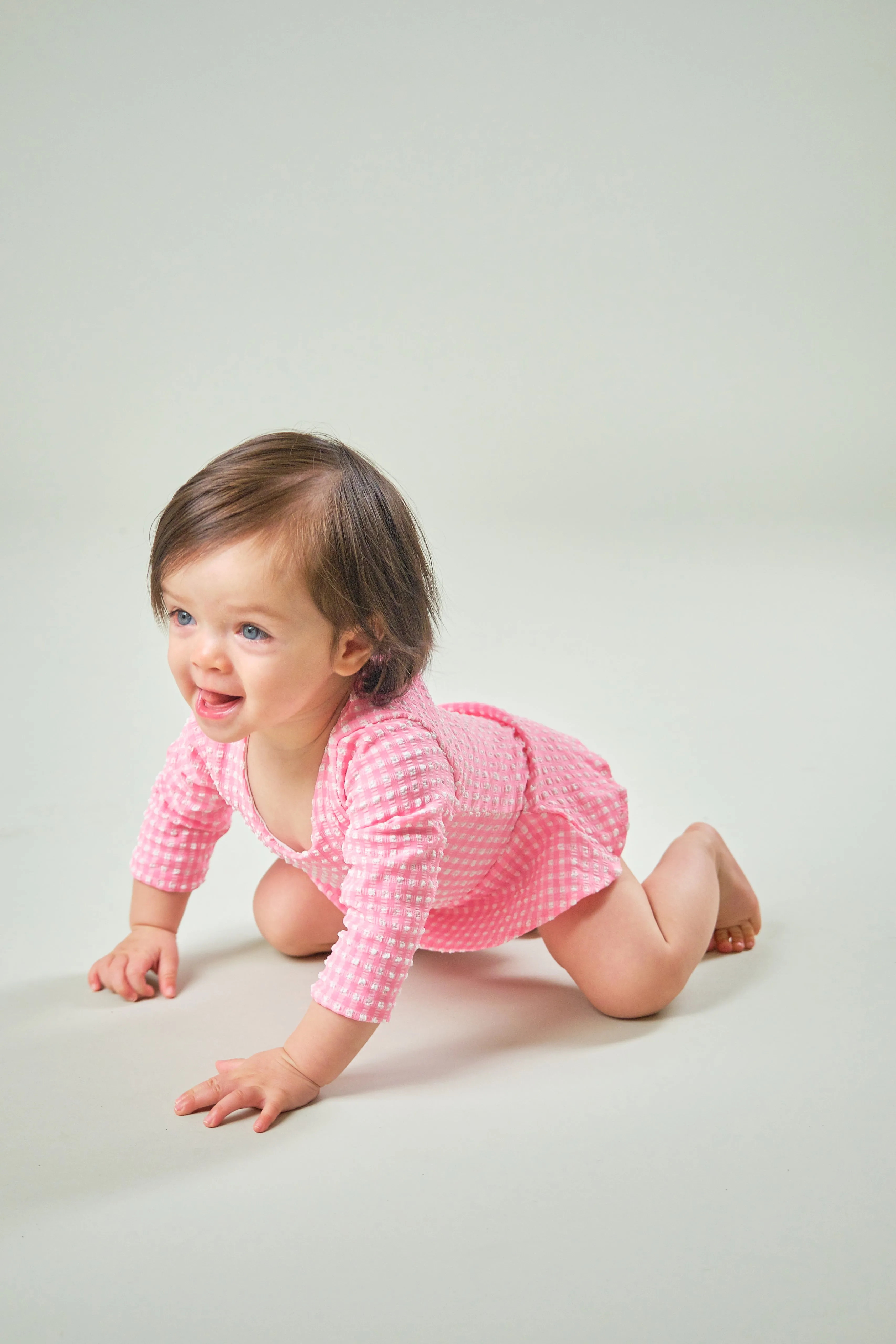 Polly Baby One Piece Pink Tourmaline Gingham