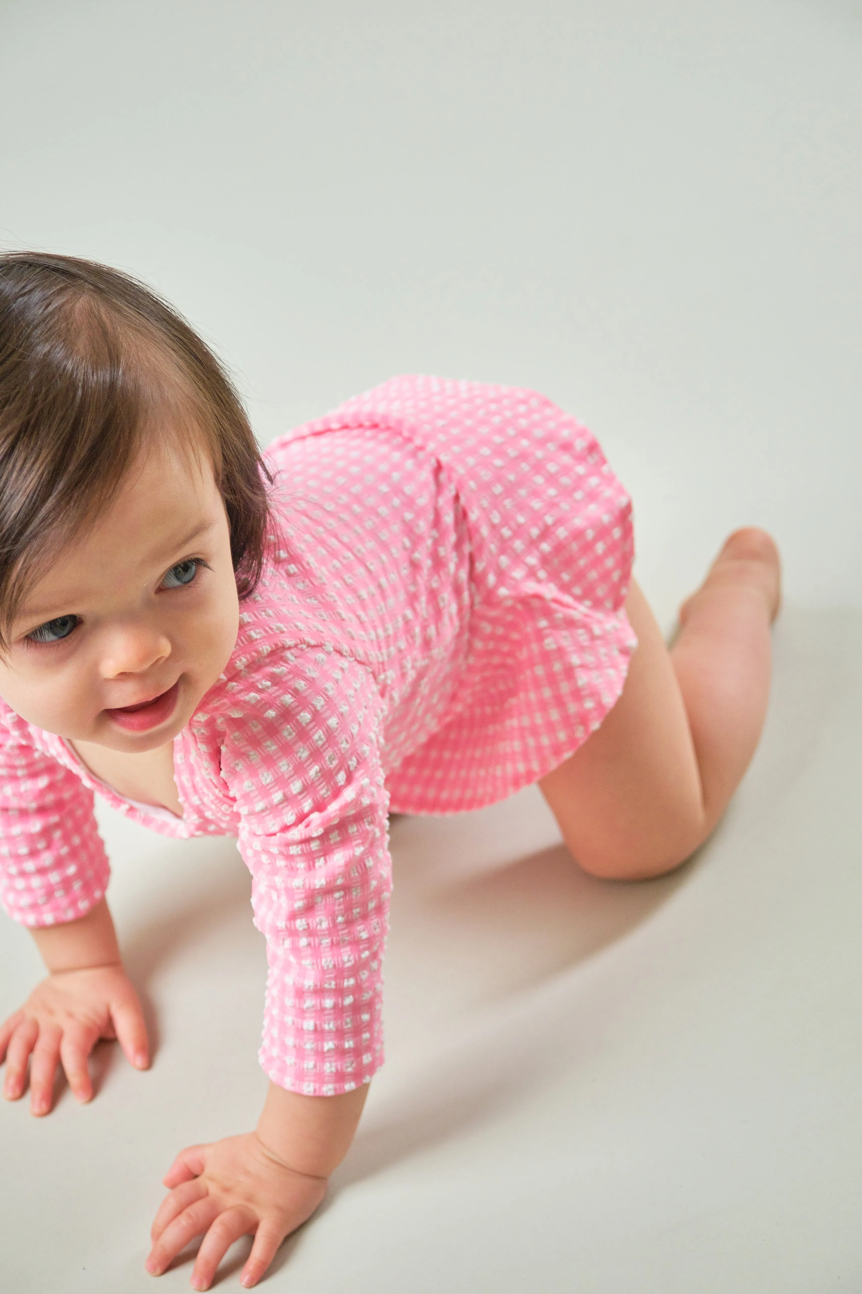 Polly Baby One Piece Pink Tourmaline Gingham