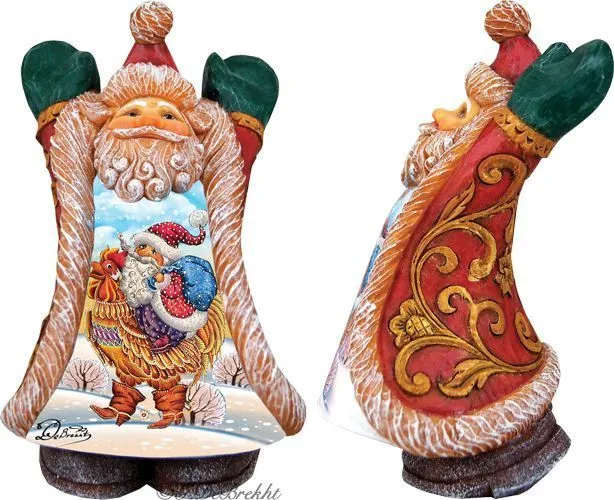 Rooster Greeting Santa Figurine by G. DeBrekht 531221