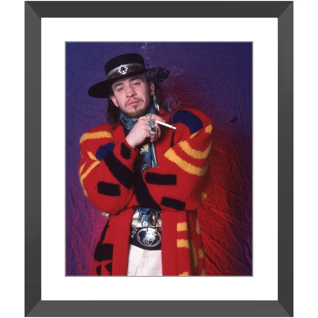 Stevie Ray Vaughan With Wistful Stare on Soul to Soul Tour 1985 Photo Print