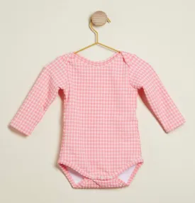 Swim Bodysuit in Pink Tourmaline Gingham