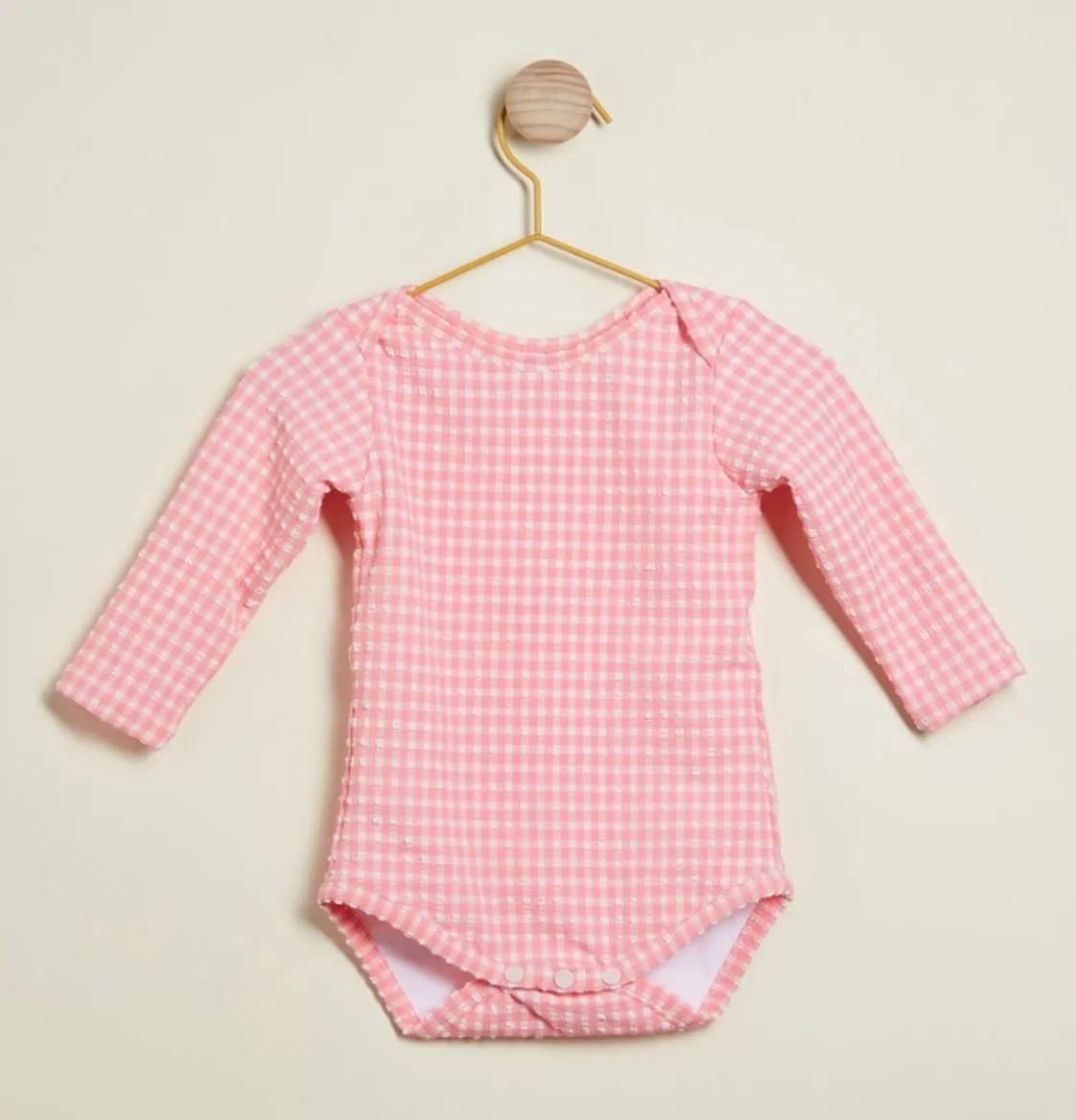 Swim Bodysuit in Pink Tourmaline Gingham