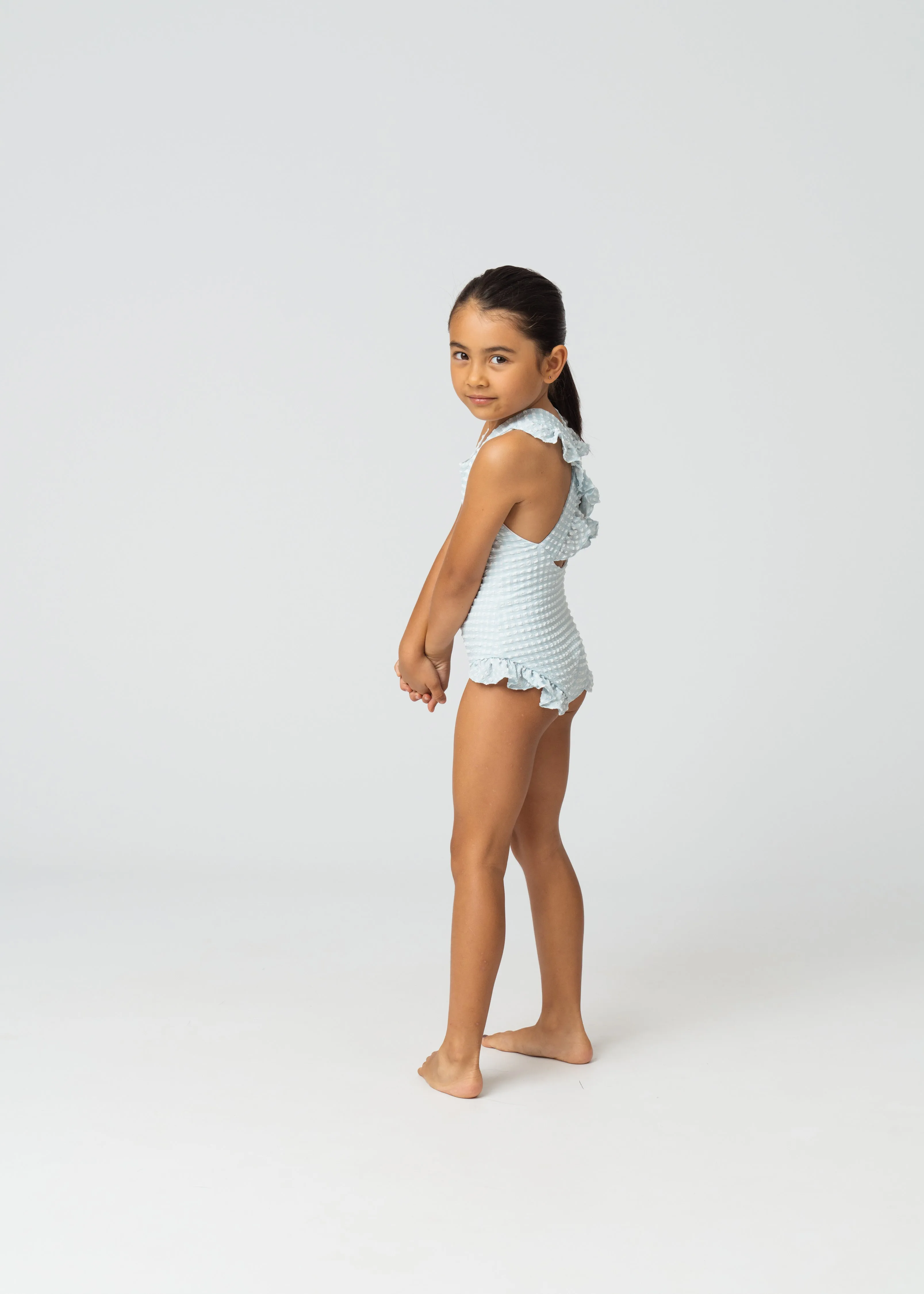 Tabitha Girls One Piece in Aquamarine Gingham