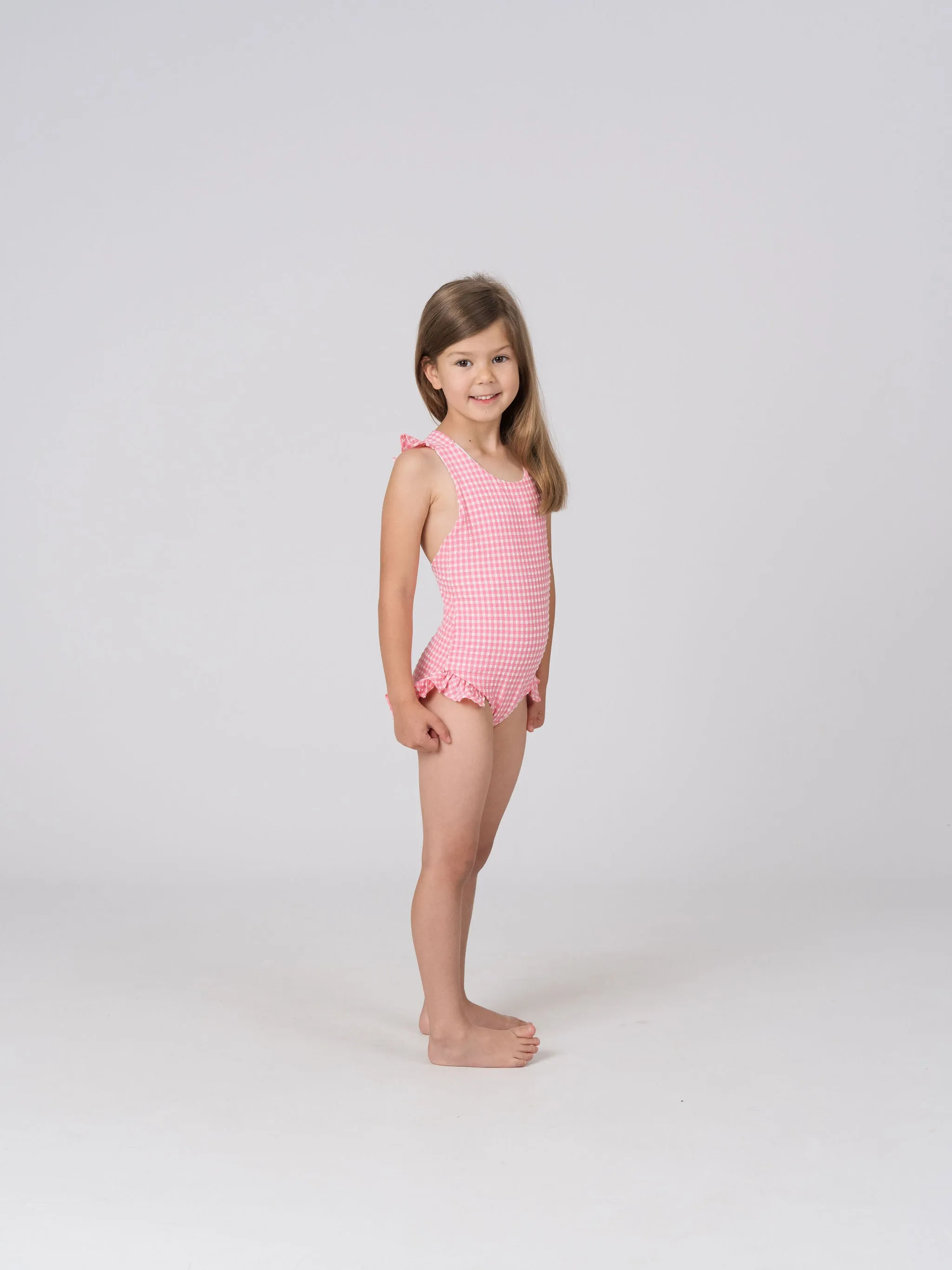 Tabitha Girls One Piece in Pink Tourmaline Gingham