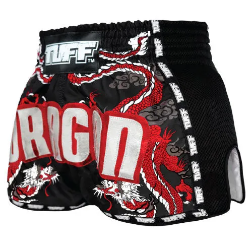 TUFF Chinese Dragon Retro Muay Thai Shorts Black