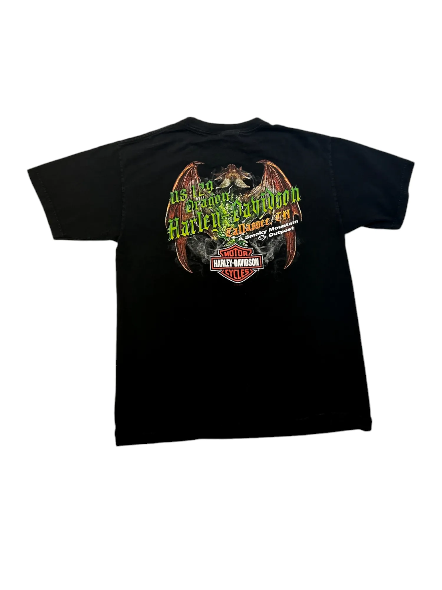 Vintage Harley Davidson Dragon Men's Black Graphic Tee Size M
