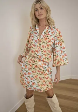 Waterlily Spliced Floral Mini Skirt   Blouse Set